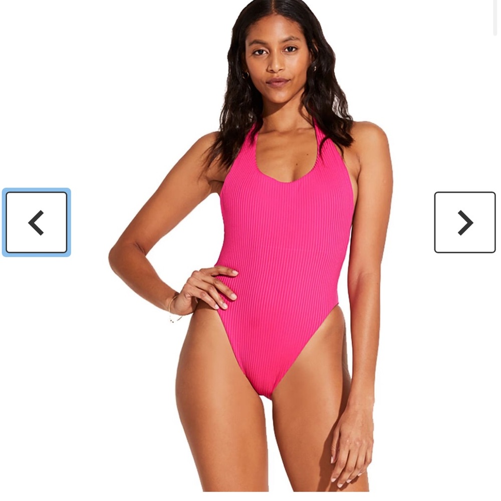 Alia one piece Vitamin A ribbed high hip one piece / halter top size SM